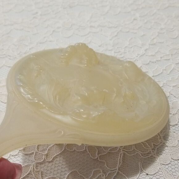 Vintage Art Nouveau hand mirror 3D with lady and flowers - Picture 3 of 12